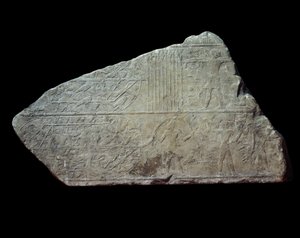 Szene am Nil: Vögel jagen, die in Netzen gefangen sind. Paris, Musée du Louvre von School Egyptian