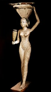 Ägyptische Antike: Holzschnitzerei als Träger von Opfergaben. Mittleres Reich von School Egyptian