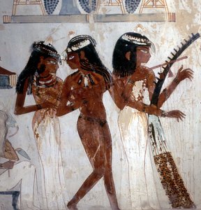 Luxor Theben: Nekropole der Adligen, Grab von Nakht (18. Dynastie), Musiker. Tal der Adligen