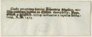 Elford Church: Grab von Sir John Stanley: Feder- und Tintenzeichnung, undatiert [?19. Jahrhundert] von School English
