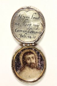 Medaillon mit einem Kopf Christi (Silber & Aquarell auf Pergament) von School English