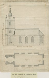 Marchington Kirche - Außenansicht und Innenplan von School English