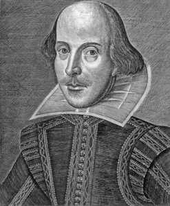 Porträt von William Shakespeare, graviert von Martin Droeshout (ca. 1560-ca. 1642)