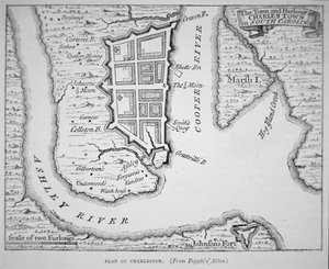Stadt und Hafen von Charles Town (Charleston), South Carolina