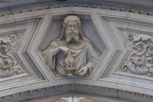 Christus (Detail) vom Relief um das Seitenportal, Kathedrale Santa Maria del Fiore, Florenz (UNESCO-Welterbeliste)