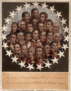 Ein Held durch den Sieg - Die Tage der Ehrlichkeit im Rat, im Kampf - sind das wahre Erbe und Gut des Staates. (Gressets) - 1. Marengo. Dessaix. 2. Montebello. Lannes. 3. Austerlitz. Rapp. 4. Eckmühl. Davoust. 5. Florus. Jourdan. 6. Wagram. Berthier