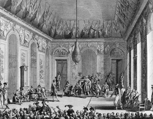 Französische Revolution: Anhörung des Exekutivrats, Politisches Regime mit Exekutivgewalt, 30 Brumaire An IV (21. November 1795). Paris, Bibliothek des Instituts für Revolutionsgeschichte von School French