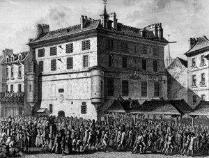 Französische Revolution: Die Menschen der französischen Garde im Gefängnis der Abtei Saint Germain des Prés in Paris am 30. Juni