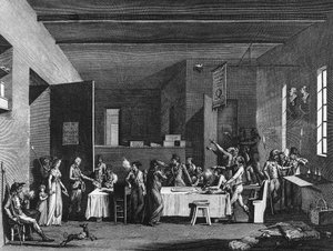 Französische Revolution und antirevolutionäre Bewegung: Innenansicht eines revolutionären Komitees unter Terror 1793-1794. Paris, Bibliothek des Instituts für Revolutionsgeschichte von School French