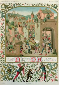 Plünderung von Aalst und Grammont durch die Einwohner von Gent im Jahr 1380, aus einem Manuskript der 