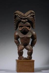 Hawaiianische Figur, Kona-Stil, Darstellung des Kriegsgottes Ku ka ’ili moku, ca. 1780-1820 von School Hawaiian