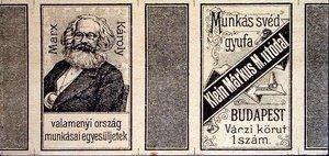 Deckel für eine Streichholzschachtel mit Darstellung von Karl Marx (1818-93), Budapest, Ende des 19. Jahrhunderts