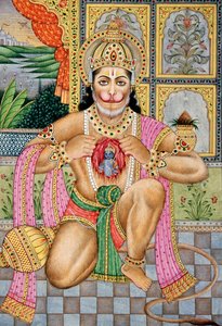 Lord Hanuman Miniaturmalerei auf Papier