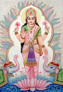 Miniaturmalerei der Göttin Laxmi, Indien von School Indian
