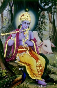 Miniaturmalerei von Lord Krishna, Indien von School Indian