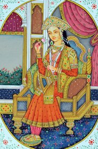 Miniaturmalerei von Mogulkaiserin Mumtaz Mahal von School Indian