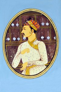 Miniaturmalerei des Mogulkaisers Akbar Indien Asien von School Indian