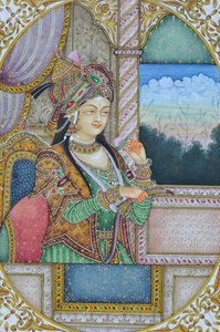 Miniaturmalerei von Mogul-Königin Nurjahan, Indien, Asien von School Indian