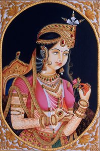 Miniaturmalerei auf Papier von Prinzessin Mumtaz Mahal, Ehefrau des Mogulkaisers Shah Jahan von School Indian