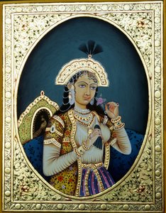 Mogulprinzessin Mumtaz Mahal Miniaturmalerei auf Papier von School Indian