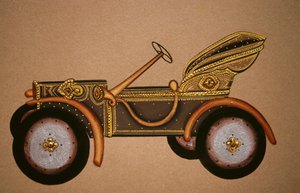 Malerei eines alten königlichen Wagenmusters, Indien