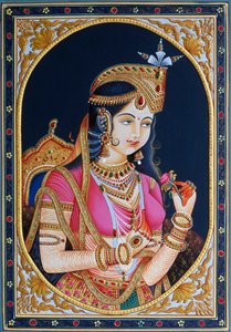 Porträt von Mumtaz Mahal auf Papier von School Indian