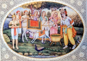 Radha Krishnas Miniaturmalereien von School Indian