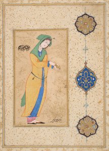 Houri im Garten stehend von School Iranian