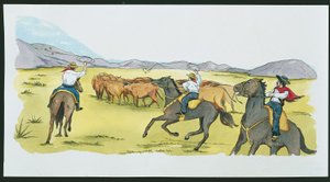 Argentinien - Gauchos sammeln Rinder in der Pampa