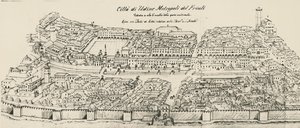 Vogelperspektive des westlichen Teils der Stadt Udine, Gravur, Italien von School Italian
