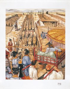 Bau des Mausoleums von Kaiser Qin Shi Huang-Ti, 3. Jahrhundert v. Chr. von School Italian