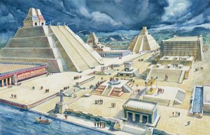 Wolken über Pyramiden, Templo Mayor, Tenochtitlan, Mexiko-Stadt, Mexiko