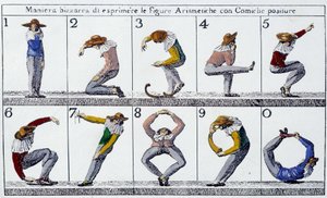 Seltsame Art, Figuren mit komischen Posen auszudrücken - Italienisches Dokument, n.d. von School Italian