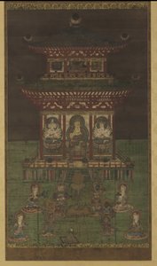 Horokaku Mandara: Der Buddha und begleitende Gottheiten, Heian-Periode
