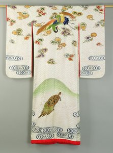 Uchikake Hochzeitsrobe mit Kranich und Schildkröte von School Japanese