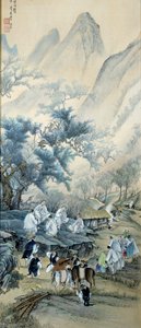 Koreanische Kunst: Zivile Koreaner kamen von europäischen katholischen Missionaren, die während der Evangelisierung in Korea im 19. Jahrhundert durch Repression getötet wurden, während die Gendarmen Alkohol trinken. Missionare sind mit Heiligenscheinen als