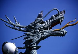 Drachenstatue, Yongdusan-Park in Pusan, Korea