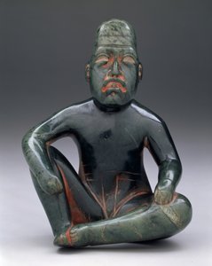 Sitzende Figur mit erhobenem Knie, Hochland-Olmeken, San Martin Texmelucan von School Mexican
