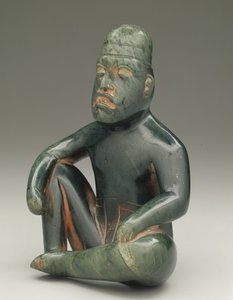 Sitzende Figur mit erhobenem Knie, Hochland-Olmeken, San Martin Texmelucan von School Mexican
