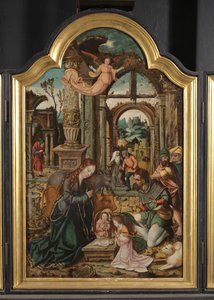 Anbetung der Hirten (Mittelteil eines Triptychons) von School Netherlandish