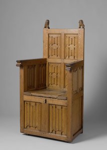 Sessel mit kastenförmigem Sockel, verziert mit Buchstabenfeld und schildtragenden Löwen von School Netherlandish