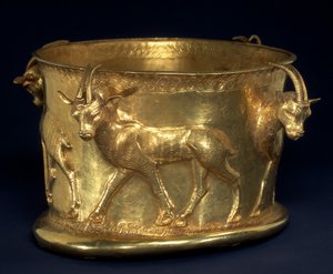 Becher mit einem Fries von Gazellen, Eisenzeit II, ca. 1. Jahrtausend v. Chr. (Gold) von School Persian