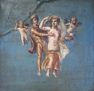 Mars und Venus auf blauem Hintergrund, Herculaneum von School Roman