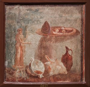 Statue des Dionysos, Ziegenkopf und Früchte, Herculaneum von School Roman