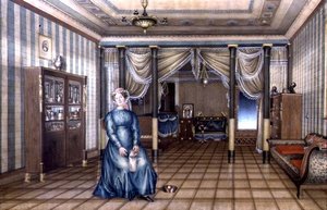 Eine Jungfer in einem neoklassizistischen Wohnzimmer, ca. 1835 von School Russian