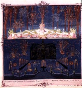 Detail des Hauptsets für das Feuerwerk zur Moskauer Neujahrsfeier von School Russian