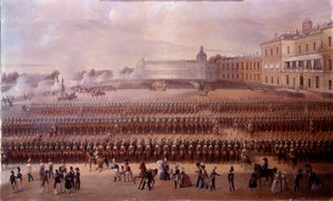 Einweihung des Denkmals für Paul I. in Gatchina im Jahr 1852