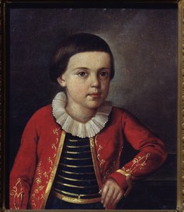 Porträt des Dichters Mikhail Lermontov (1814-1841) als Kind