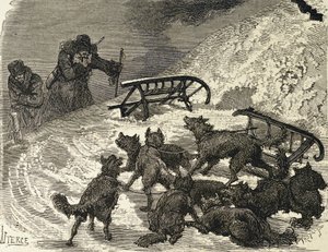 Sibirien. Umgestürzter Schlitten, russischer Künstler