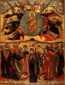 Die Himmelfahrt Christi, aus der Kirche des Propheten Elias, Jaroslawl, Russland, zweite Hälfte des 17. Jahrhunderts von School Russian
